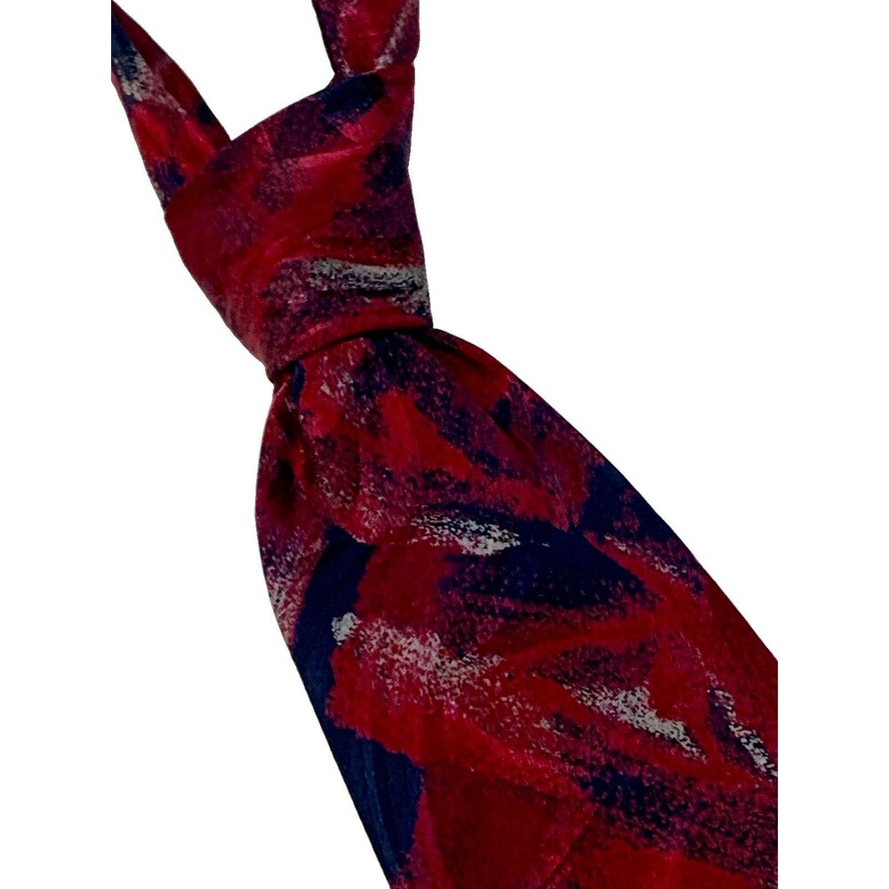 Vintage Fratelli 100% Italian Silk Tie Red Black Abstract Brushstroke Hand Made